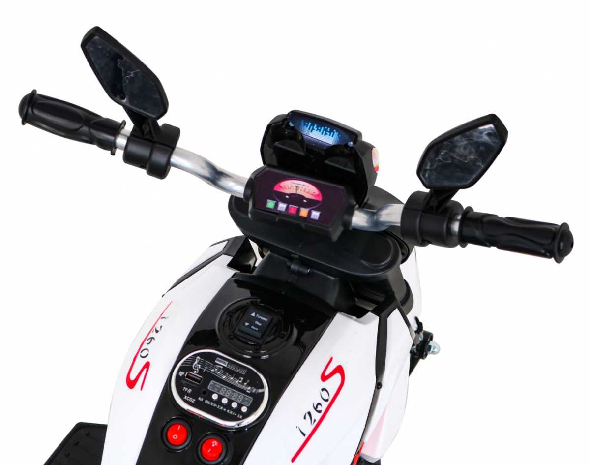 Elektrinis motocikliukas Fast Tourist, baltas