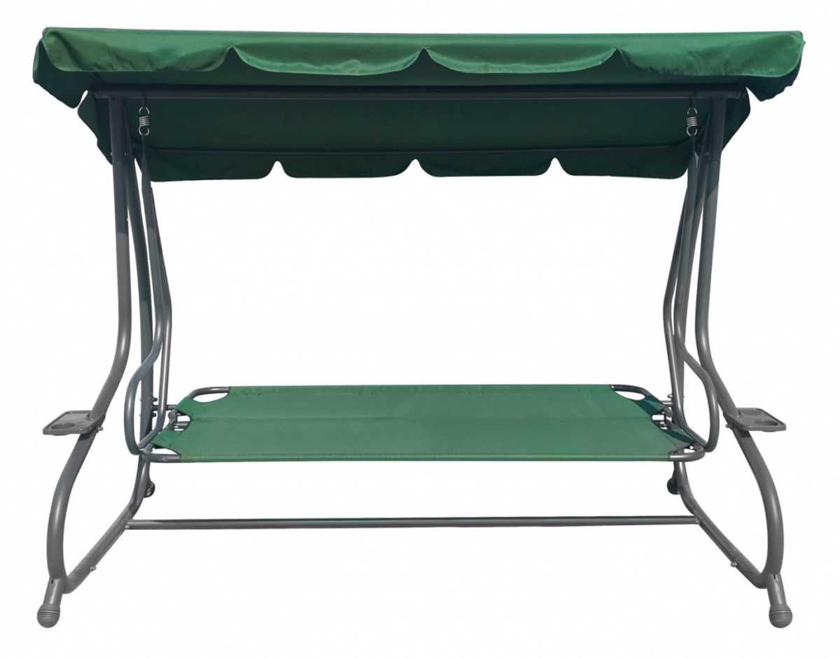 Sodo supynės su sulankstoma sėdyne ir reguliuojamu stogeliu, tamsiai žalios spalvos su raštu 