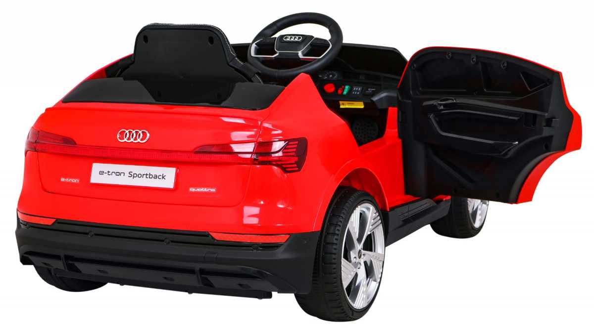 Vaikiškas vienvietis elektromobilis Audi E-Tron, raudonas
