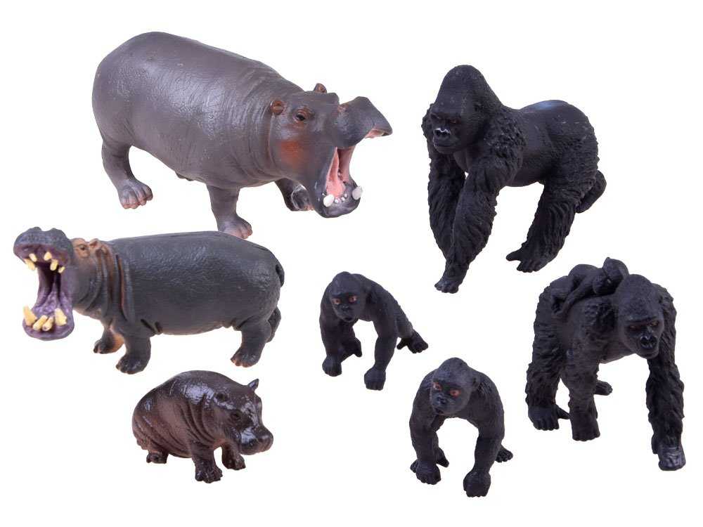 Afrikos gyvūnų figūrėlės, begemotai-gorilos