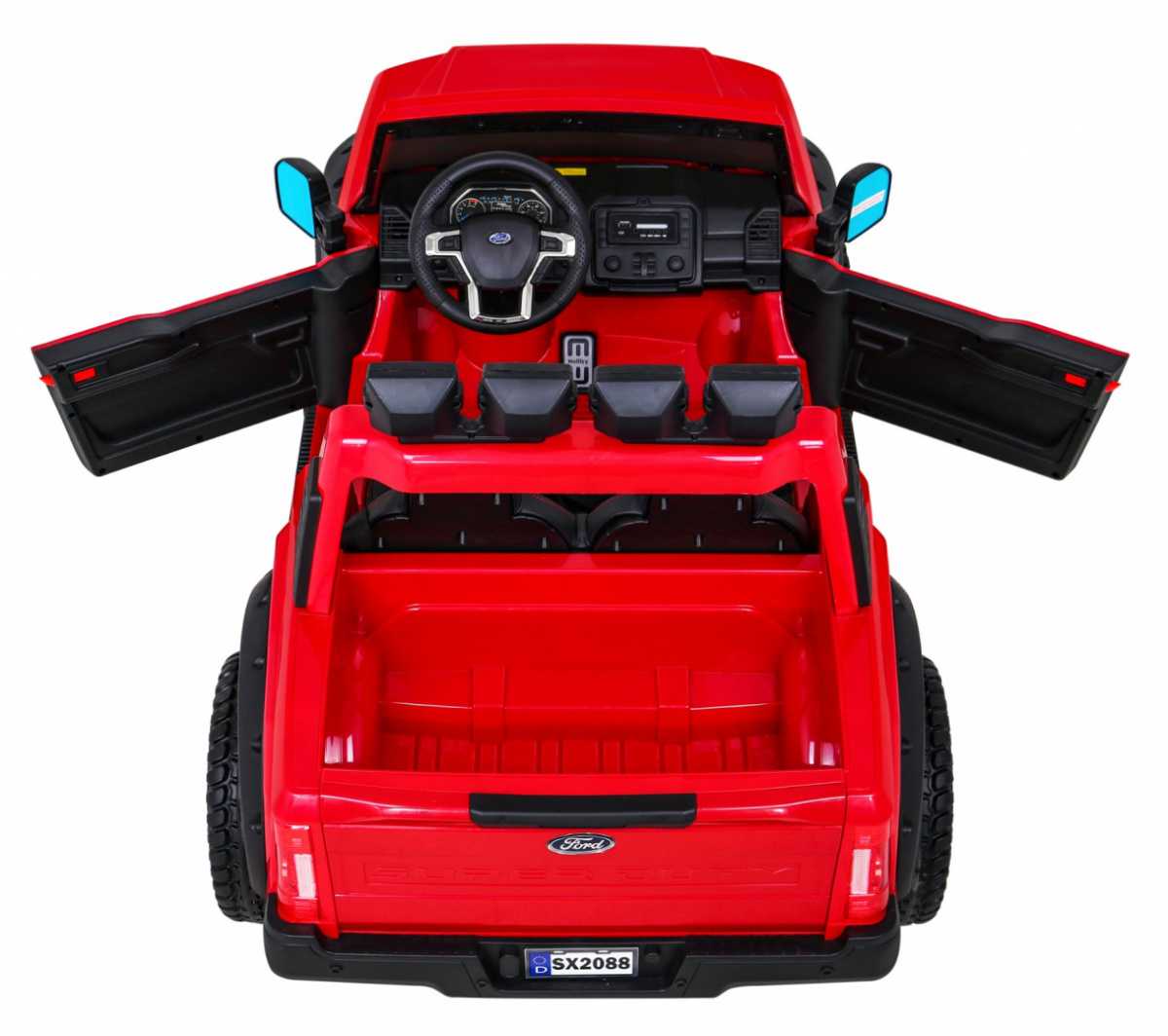 Dvivietis elektromobilis Ford Super Duty, raudonas
