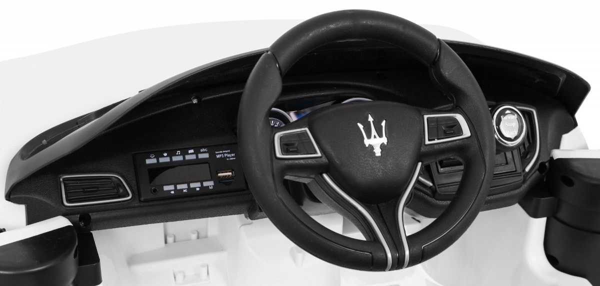 Vienvietis elektromobilis Maserati Ghibli, baltas