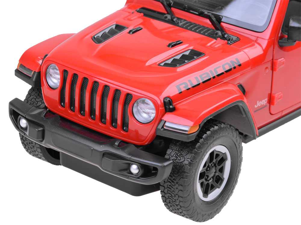 Nuotoliniu būdu valdomas automobilis Jeep Wrangler Rubicon, raudonas