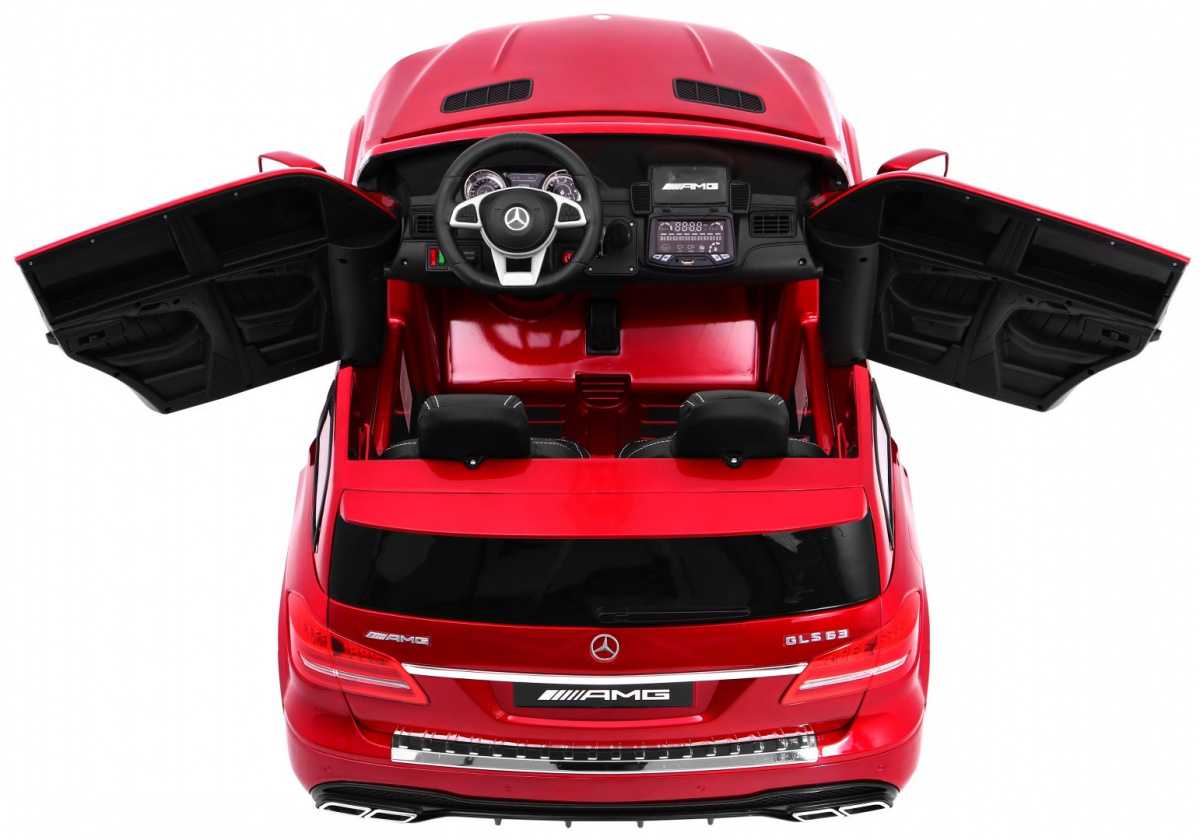 Dvivietis elektromobilis Mercedes Benz GLS 63, raudonas