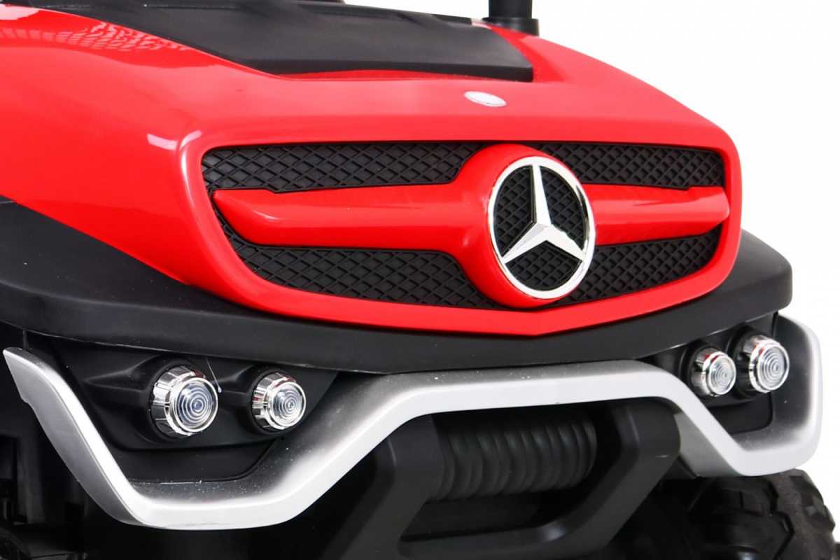 Dvivietis elektromobilis Mercedes Benz Unimog, raudonas