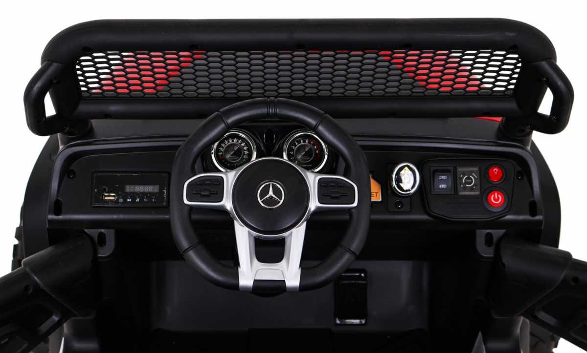 Vienvietis elektromobilis Mercedes Benz Unimog, juodas