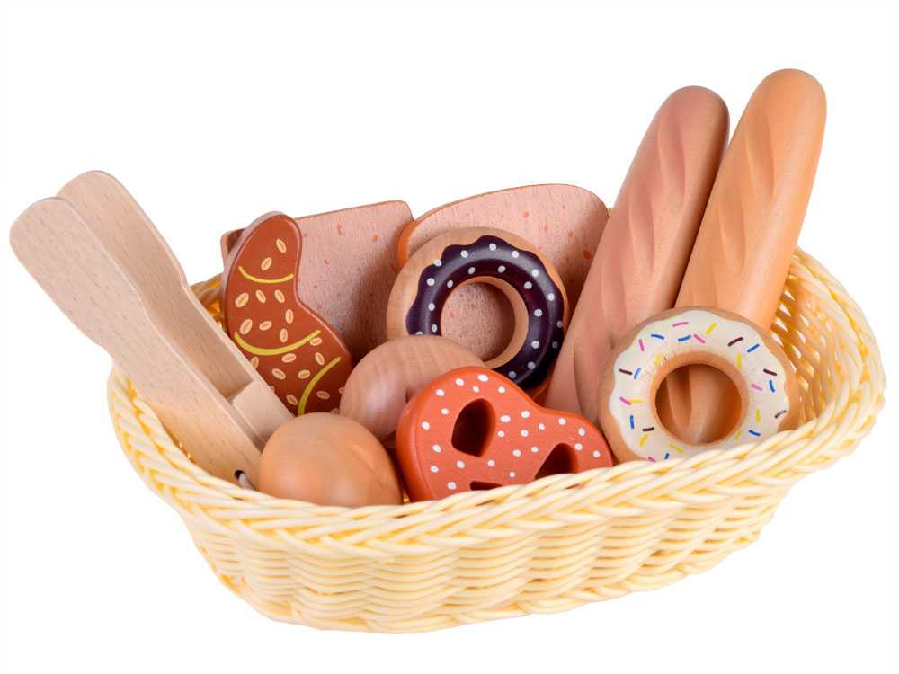 Žaislinis duonos kepinių krepšelis