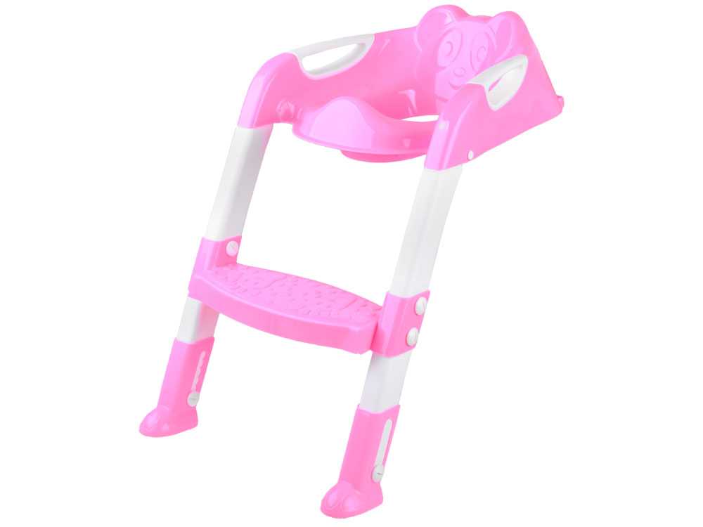 Tualeto sėdynė su laipteliu, rožinė