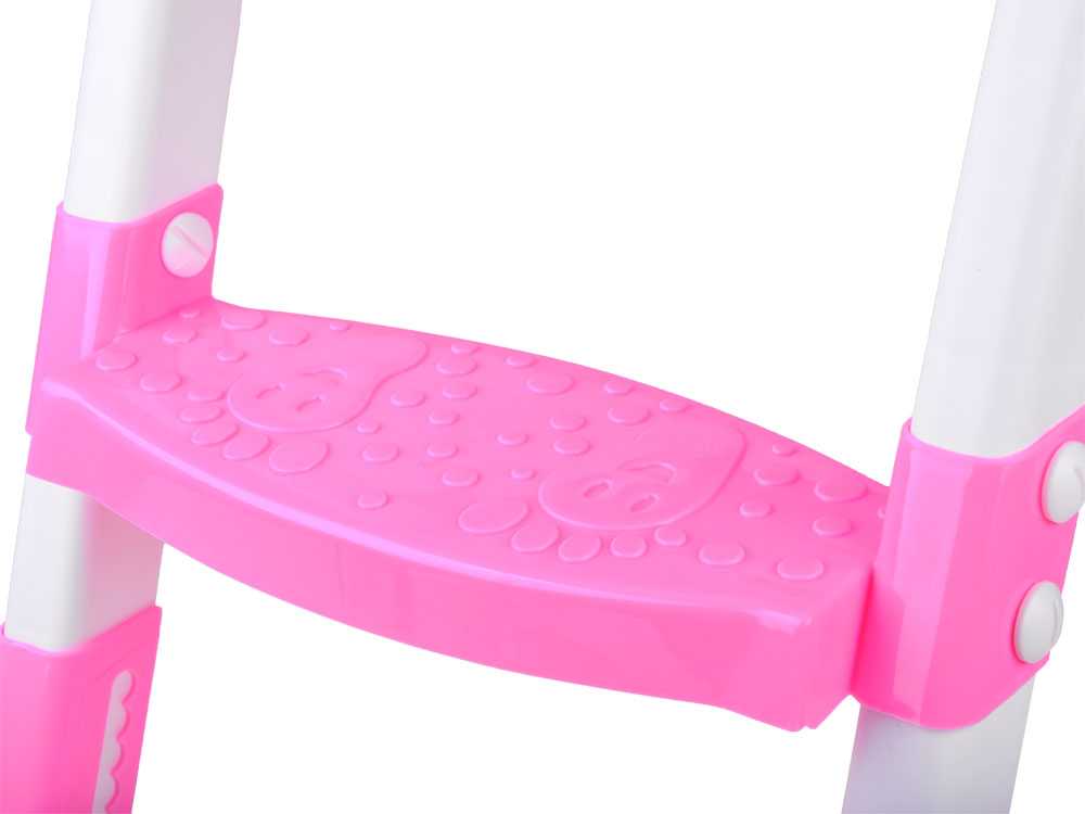 Tualeto sėdynė su laipteliu, rožinė