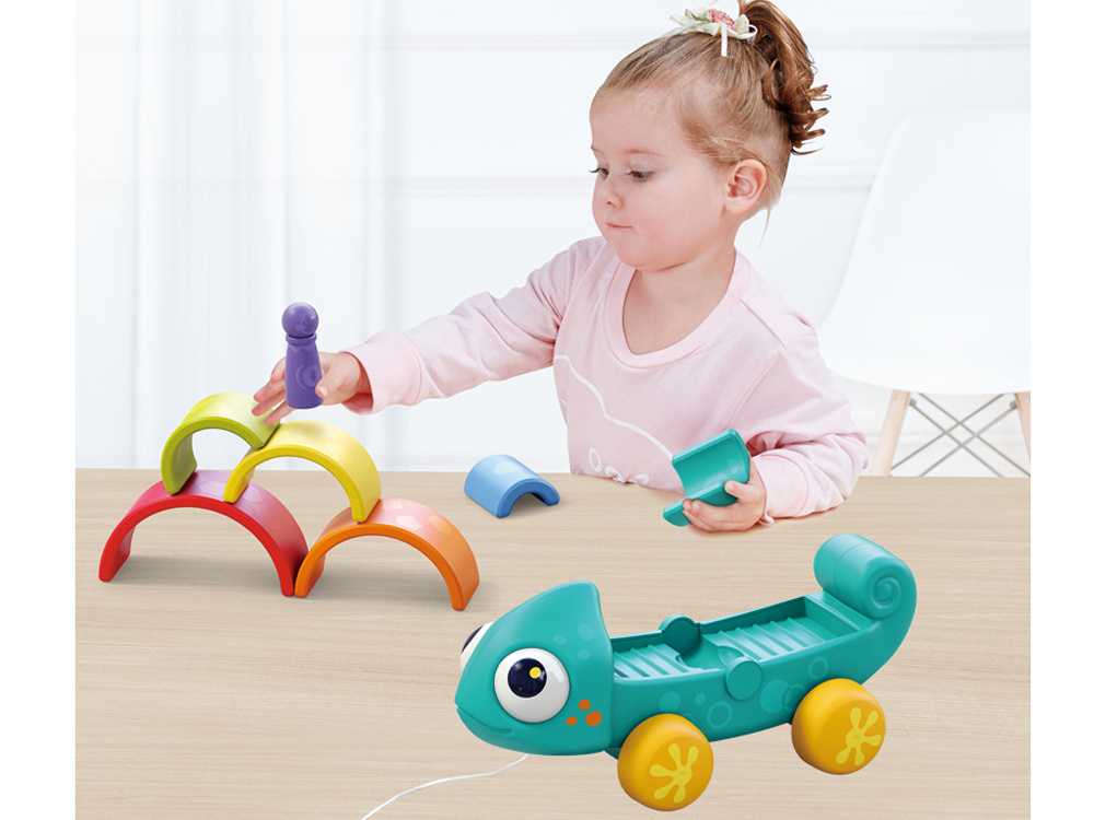 Montessori dėlionė, vaivorykštinis chameleonas