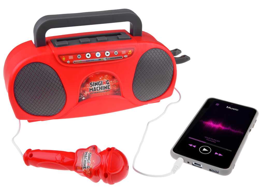 Žaislinis radijo imtuvas su mikrofonu, raudonas