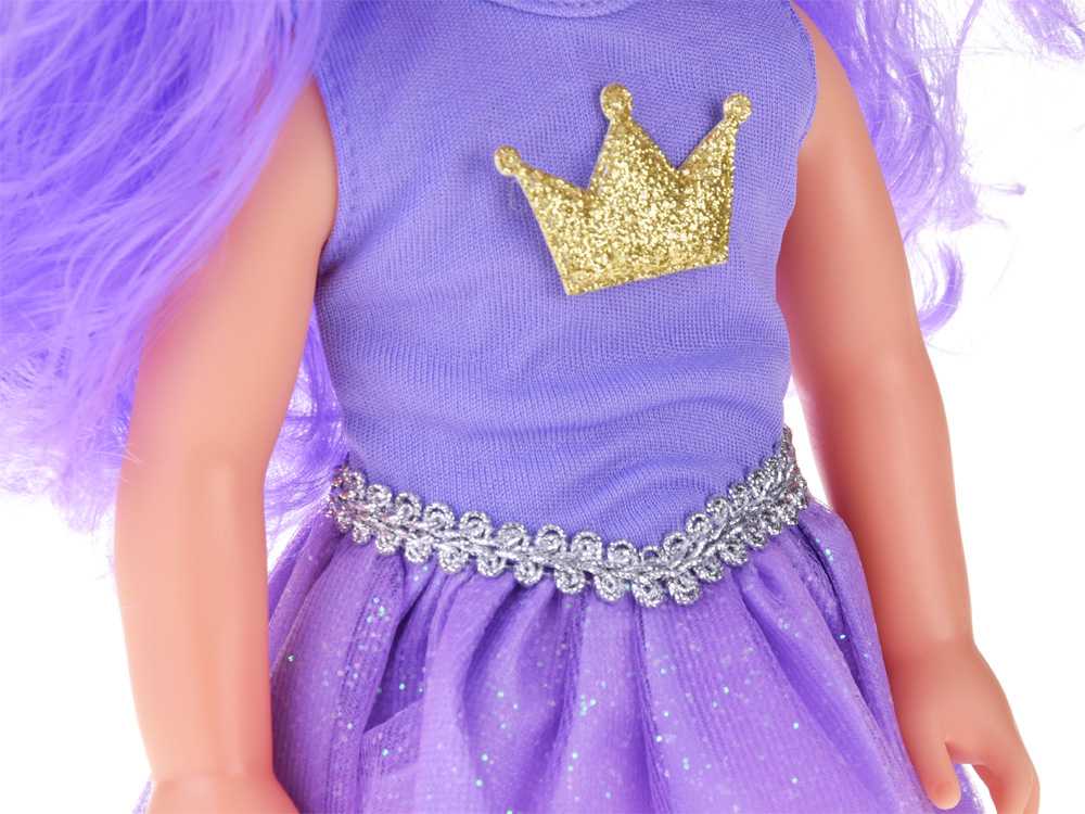 Lėlė violetiniais plaukais, 38 cm