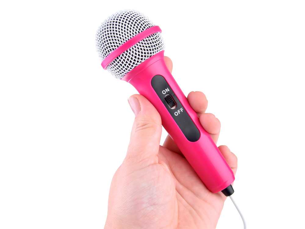 Garso kolonėlė su mikrofonu, rožinė