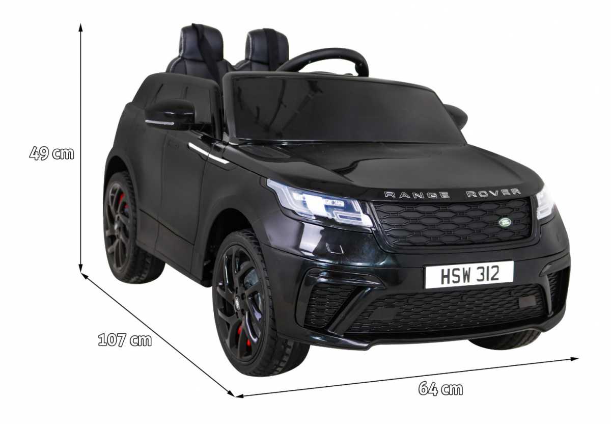 Vienvietis elektromobilis Range Rover Velar,  juodas
