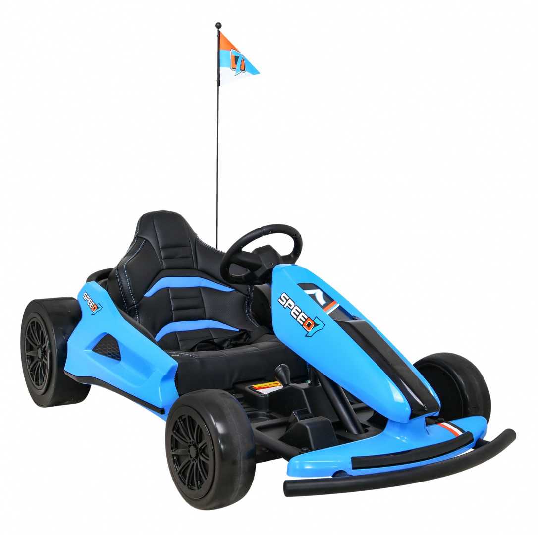 Vaikiškas vienvietis elektrinis kartingas Speed 7 Drift King, mėlynas