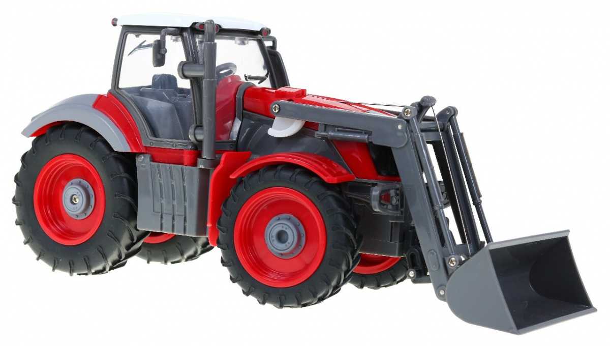 Nuotoliniu būdu valdomas traktorius su priekaba, raudonas 