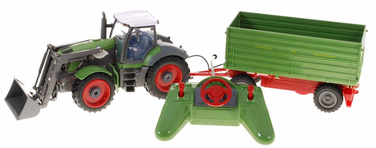 Nuotoliniu būdu valdomas traktorius su priekaba 1:28, žalias