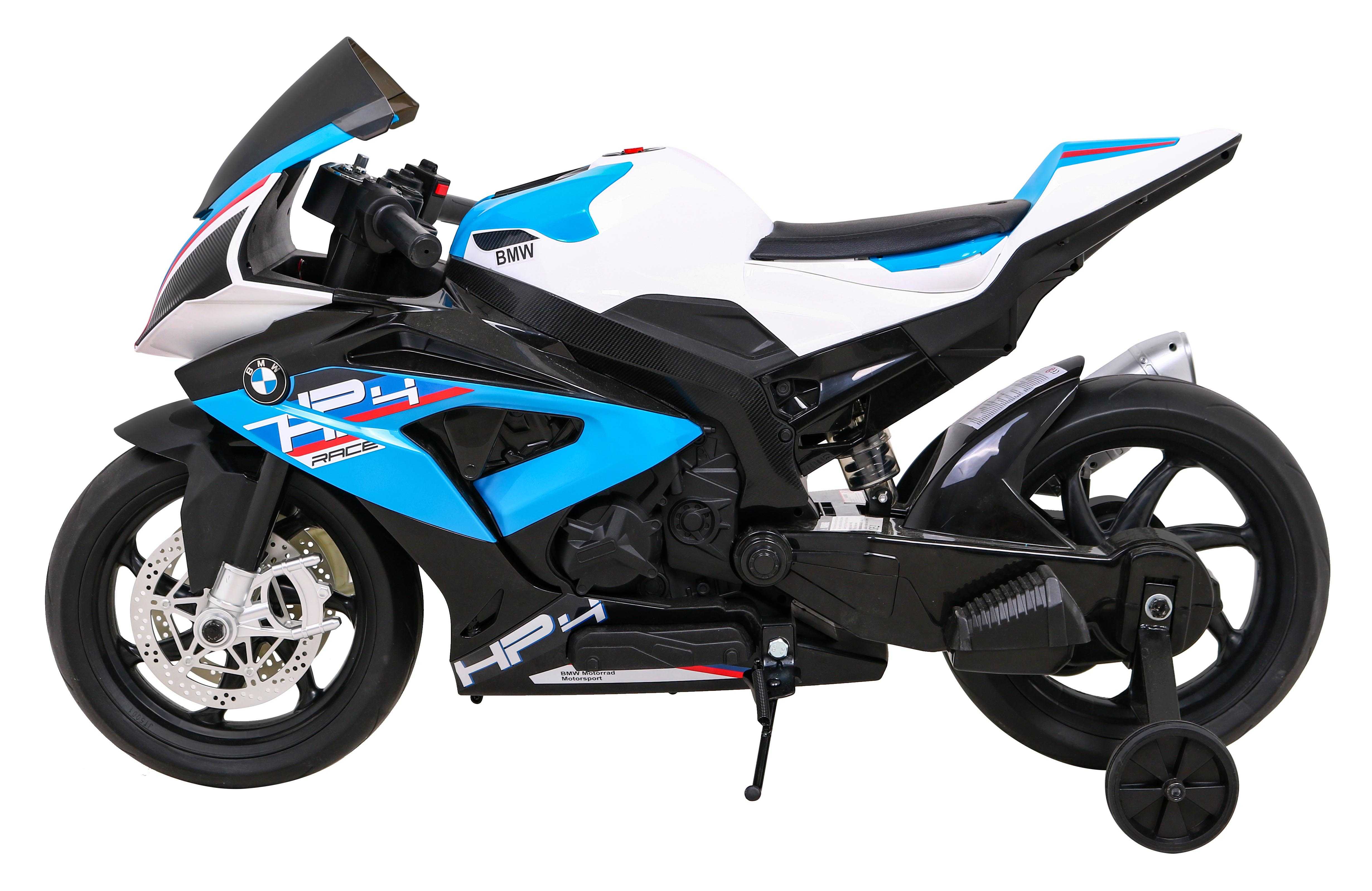 Vaikiškas elektrinis motociklas - BMW HP4, mėlynas