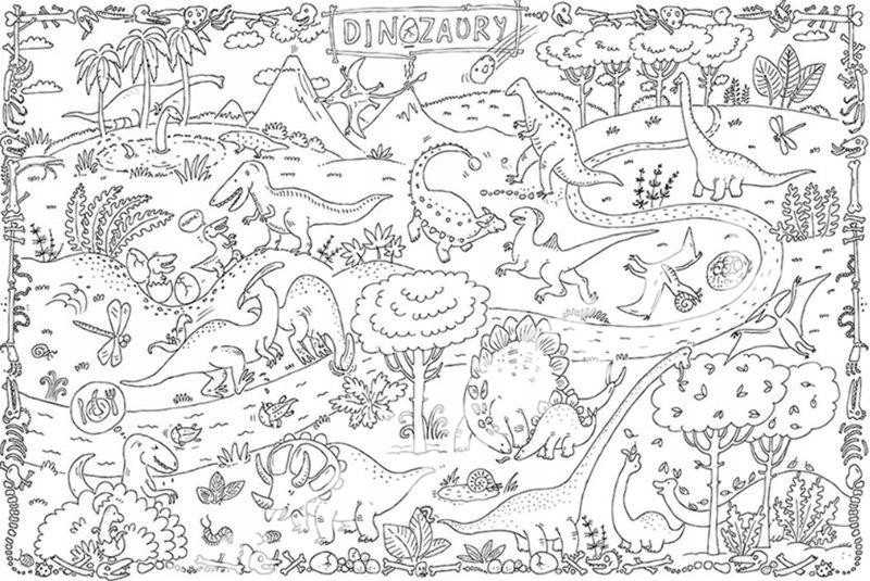 Spalvinimo knyga - plakatas, dinozaurai