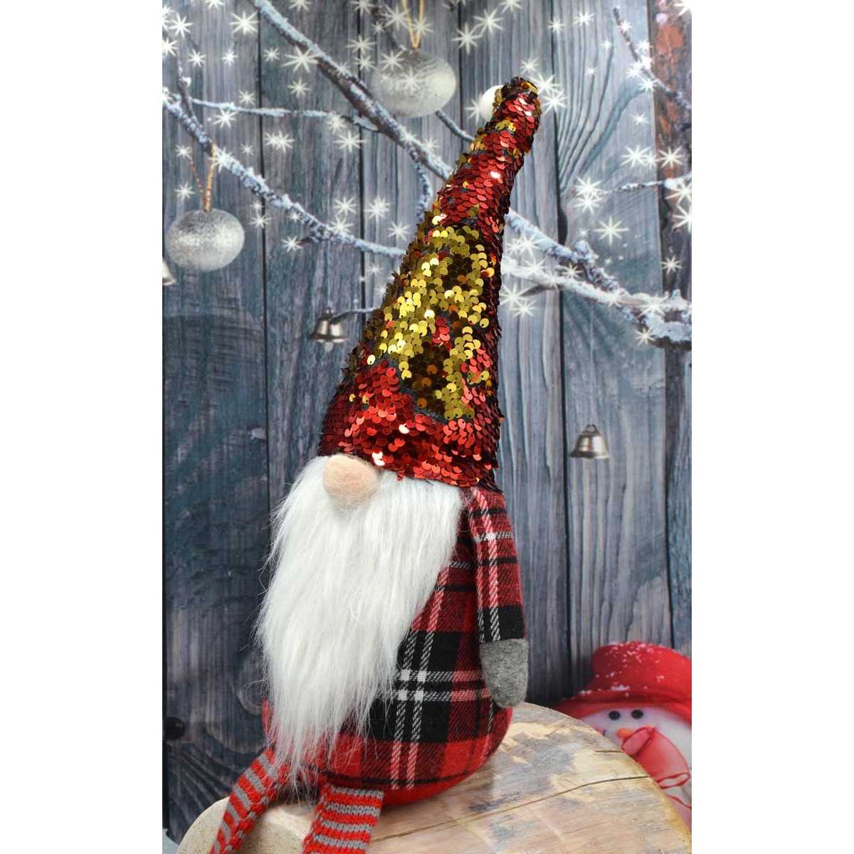 Kalėdinis nykštukas su blizgančia kepure