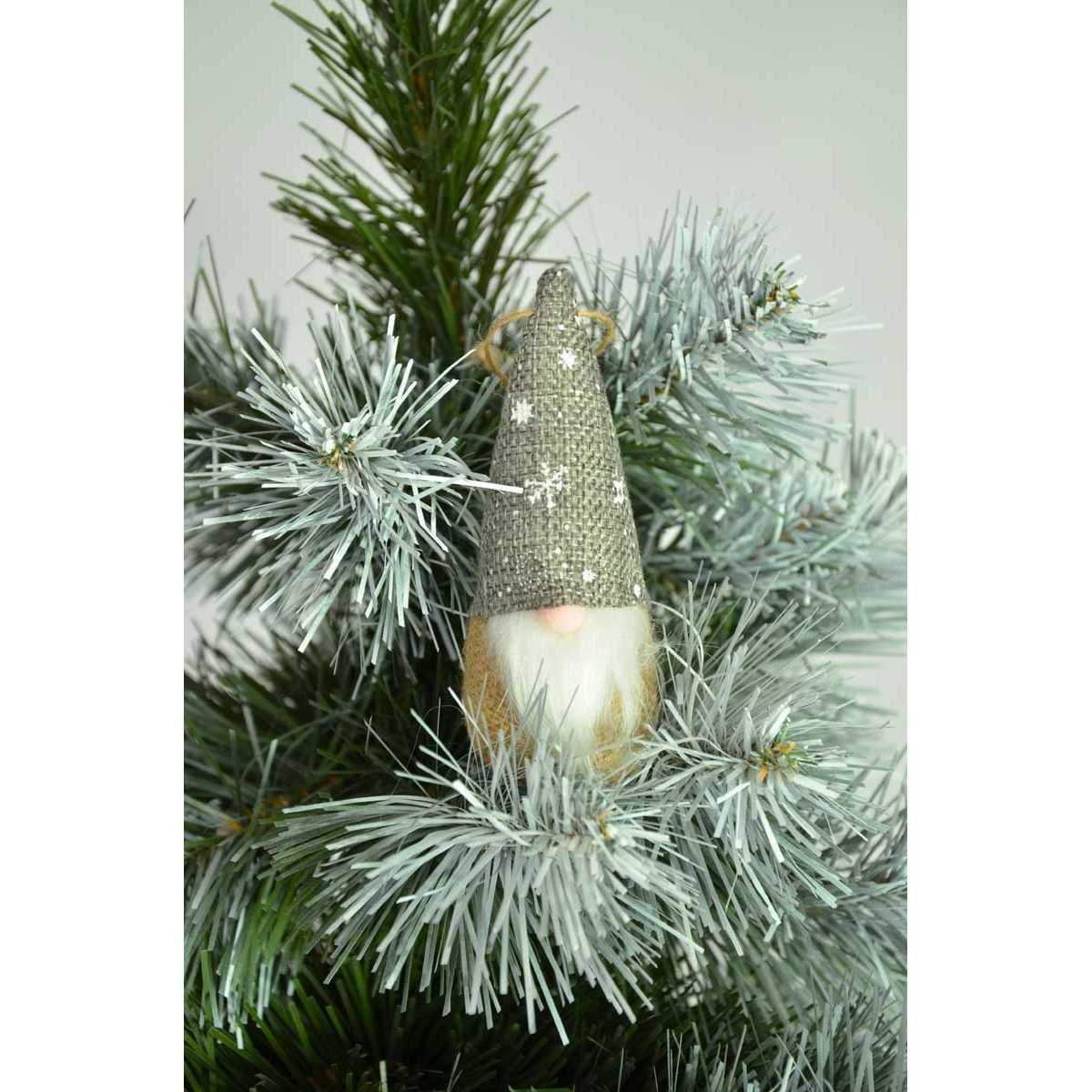 Kalėdinė dekoracija, nykštukas su pilka kepure