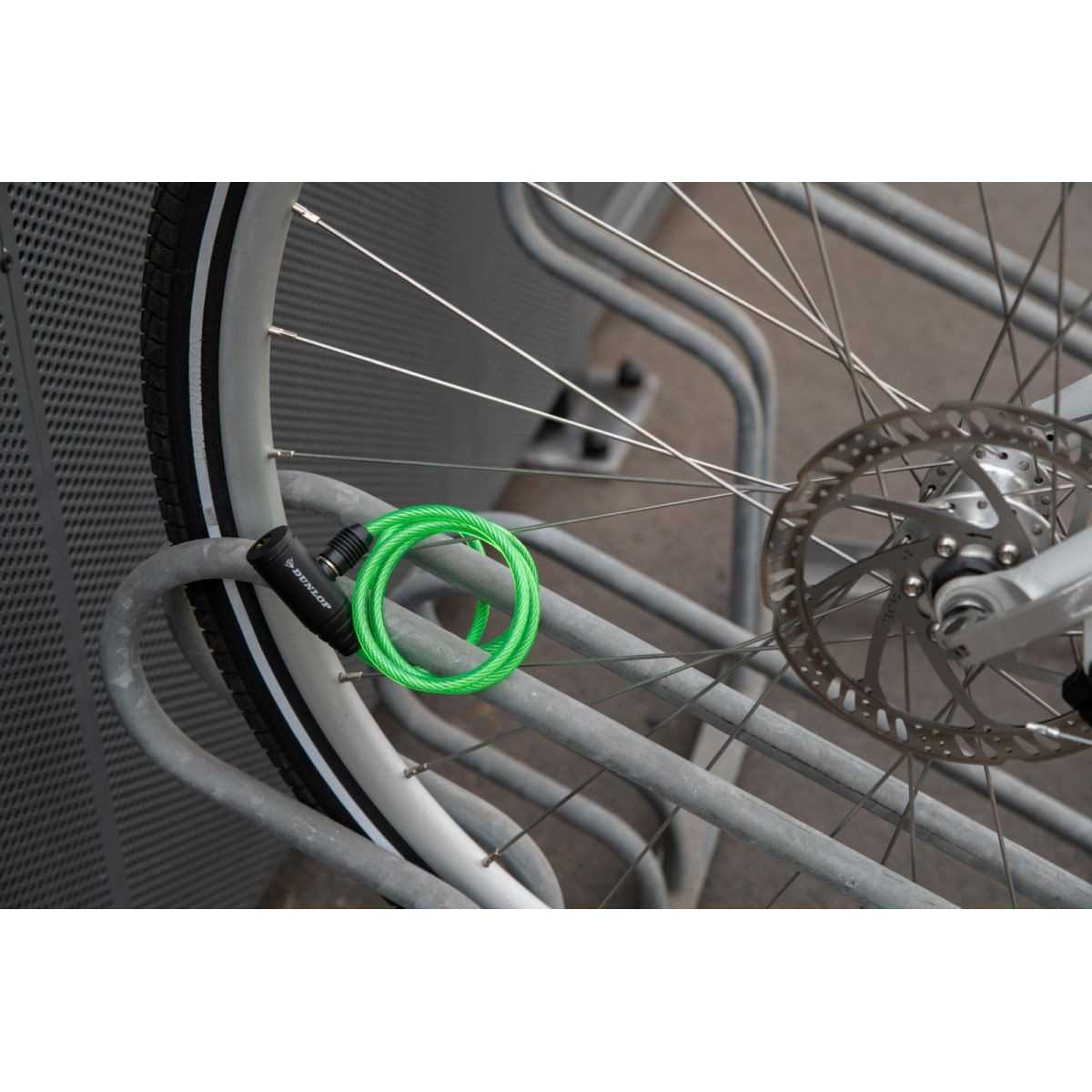 DUNLOP spiralinė dviračių grandinė 0,6 x 90 cm, žalia 