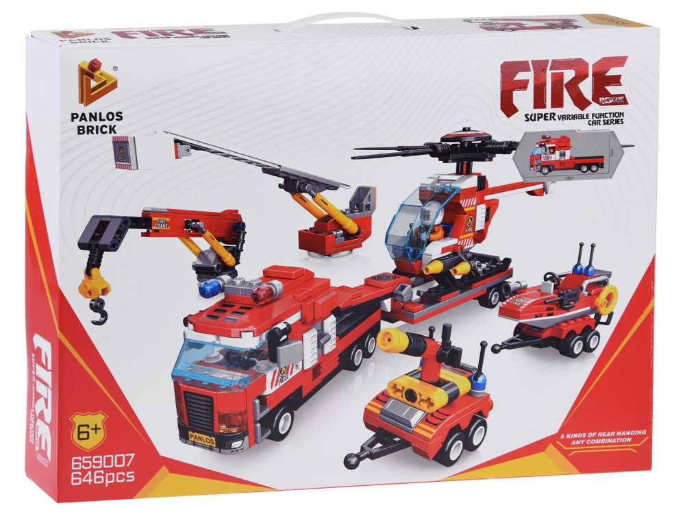 Ugniagesių gelbėtojų konstruktoriaus rinkinys 646 el, raudonas