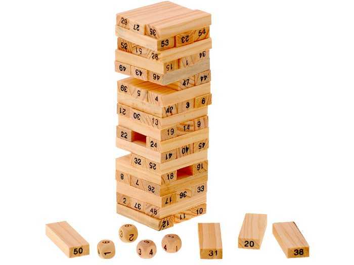 Medinis kaladėlių bokštas 54 dalių, Wooden Toys