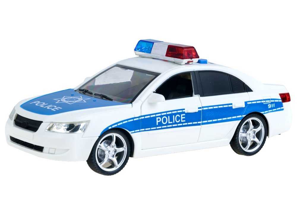Policijos automobilis su garsu ir šviesomis