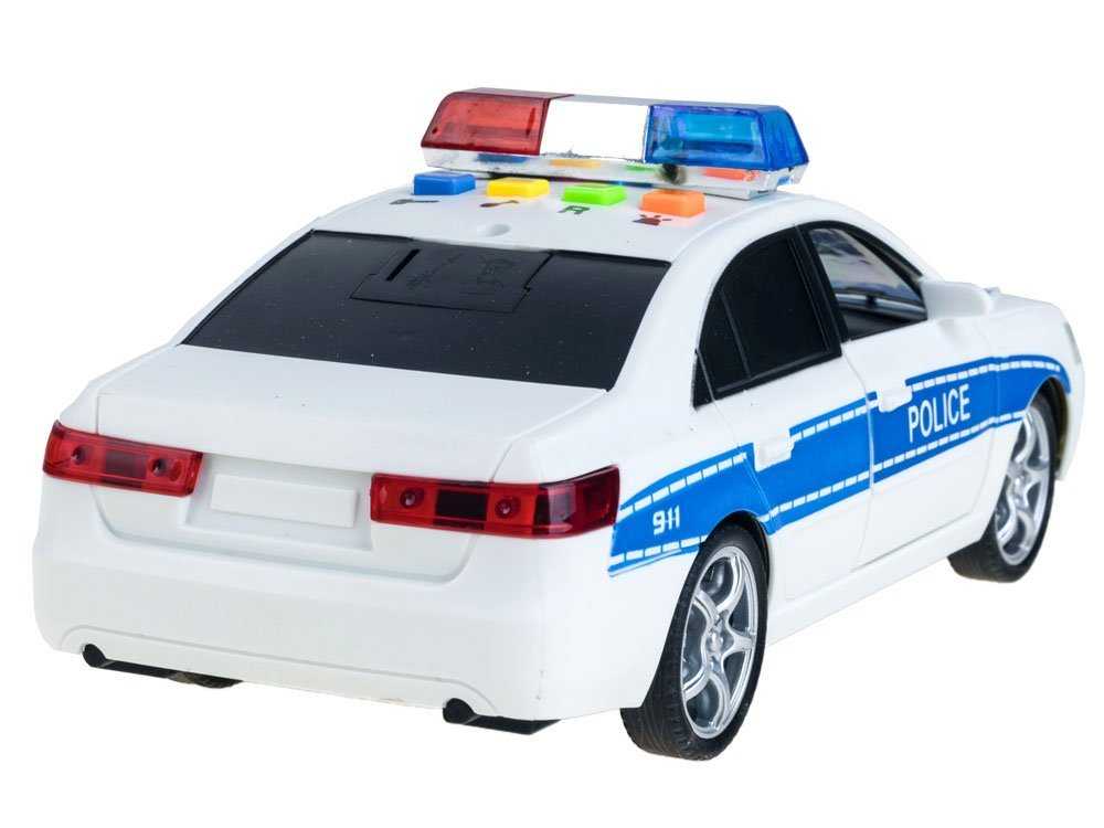 Policijos automobilis su garsu ir šviesomis