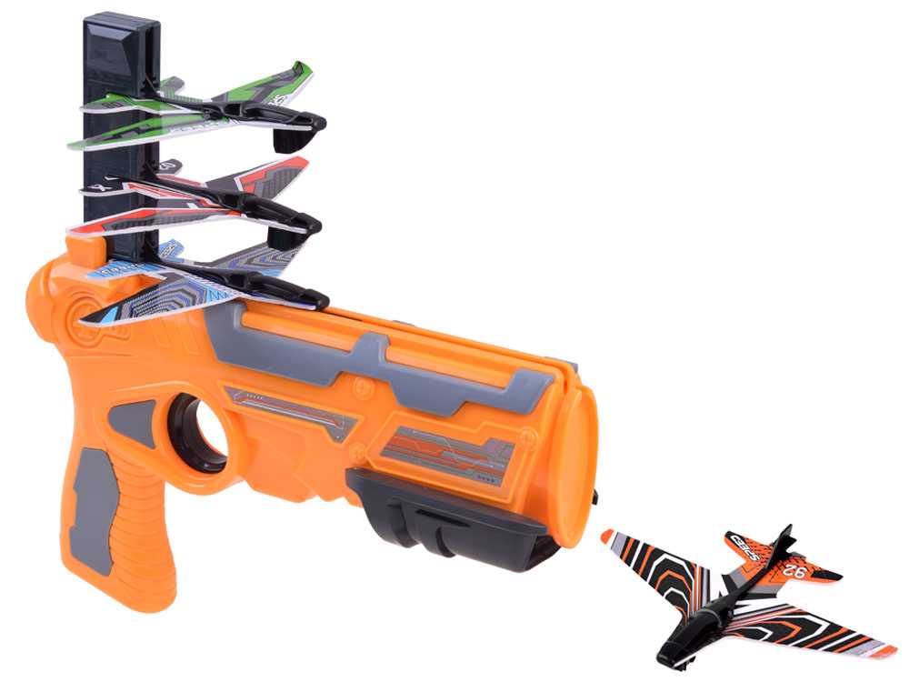 Žaislinis ginklas-lėktuvų paleidėjas 2in1, oranžinis