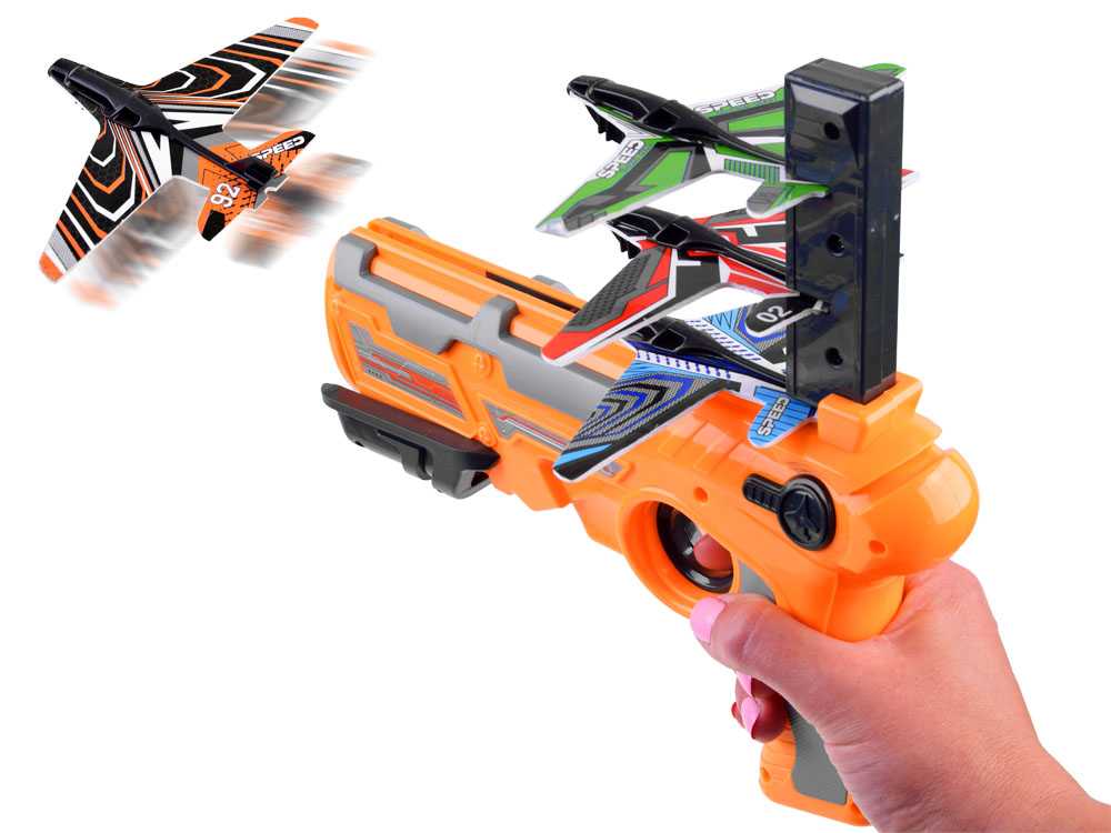 Žaislinis ginklas-lėktuvų paleidėjas 2in1, oranžinis