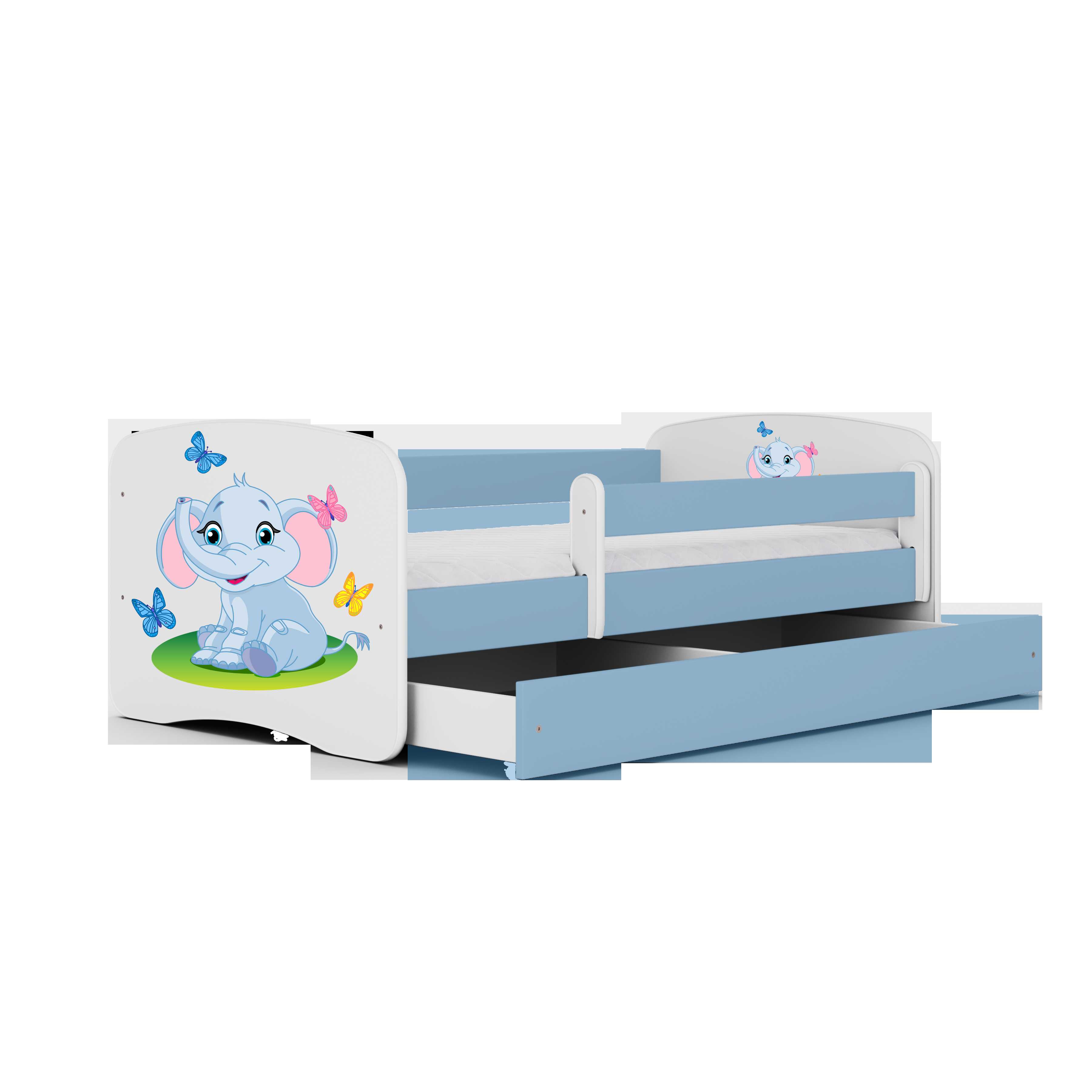 Lova Babydreams - Mažasis drambliukas, mėlyna, 160x80, su stalčiumi
