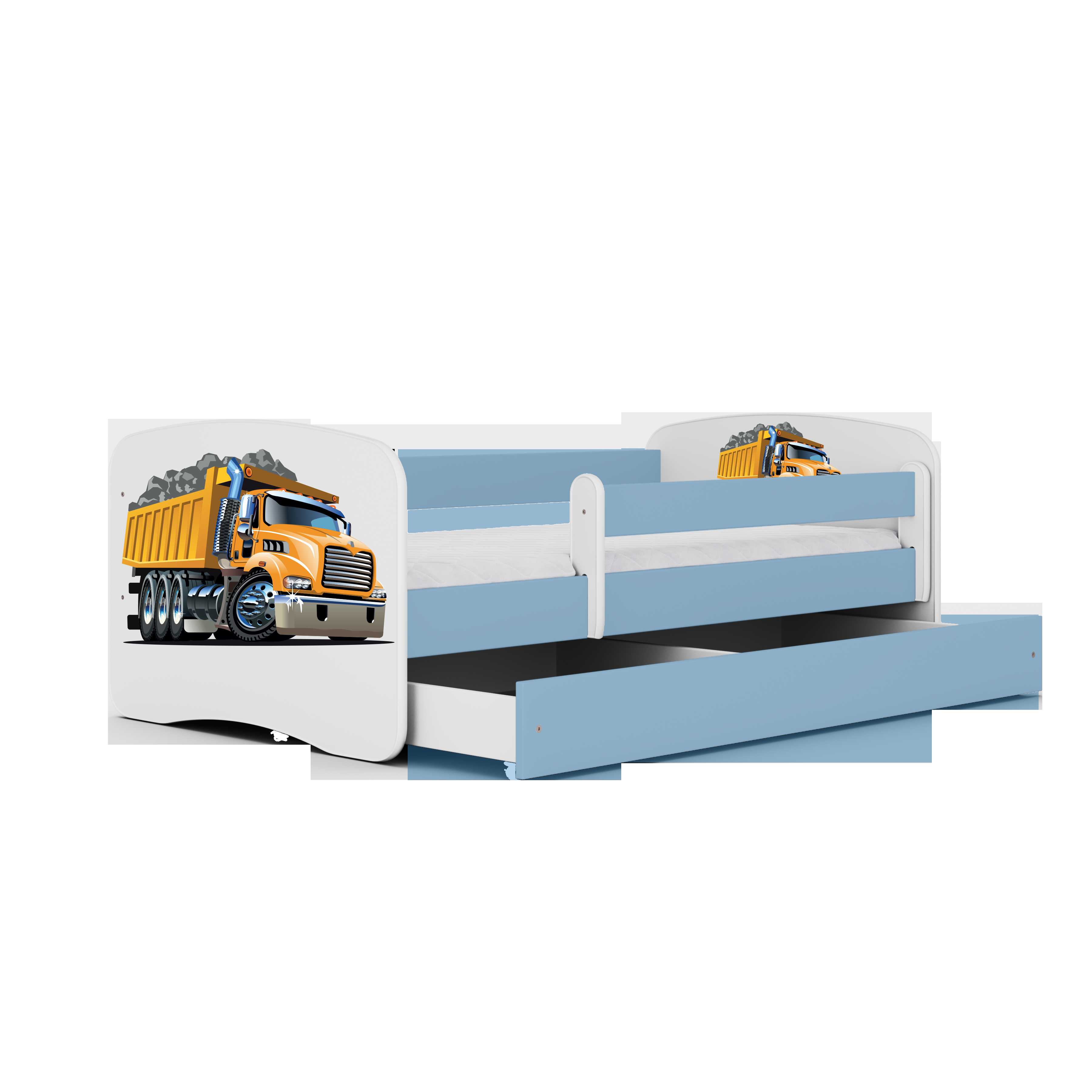 Lova Babydreams - Sunkvežimis, mėlyna, 140x70, su stalčiumi