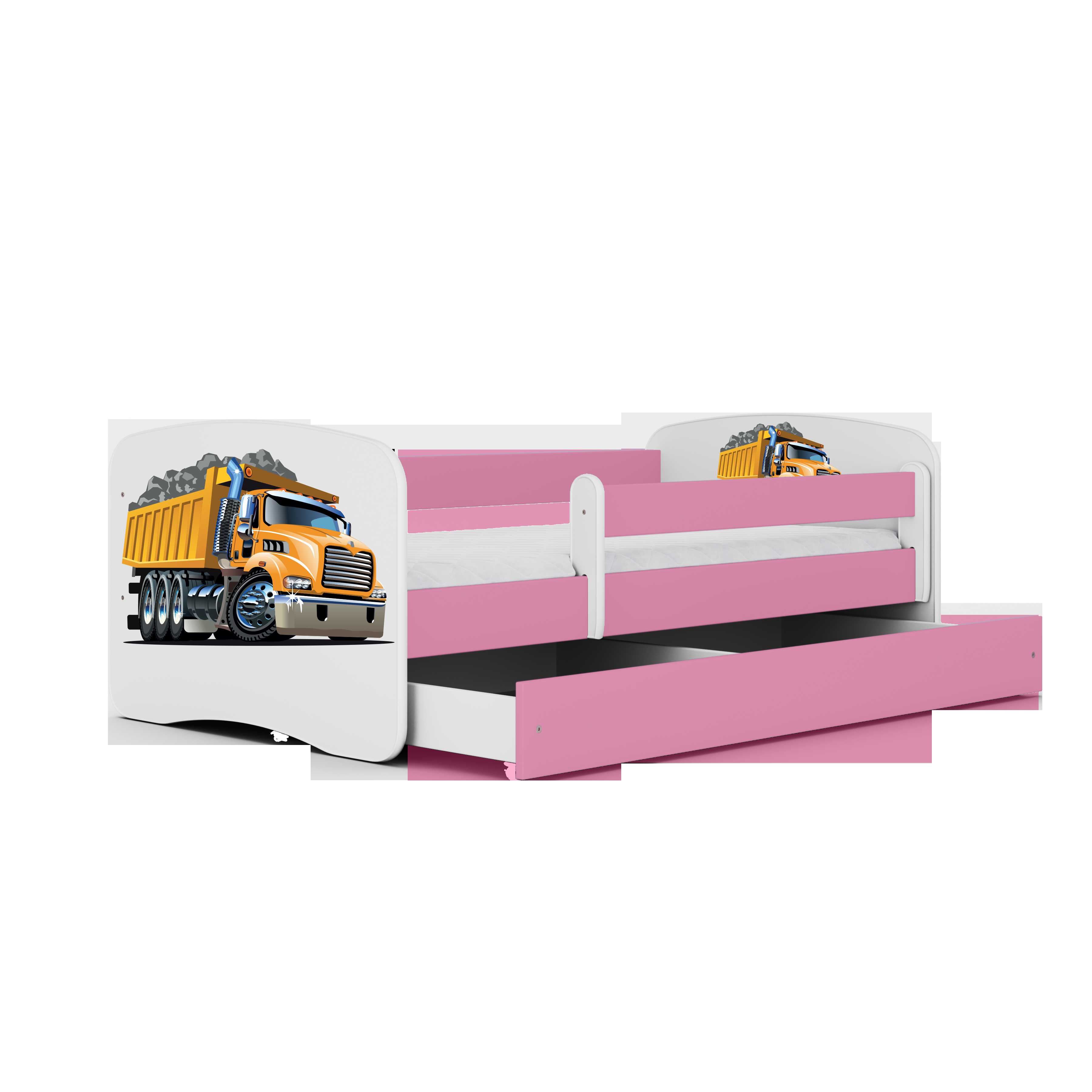 Lova Babydreams - Sunkvežimis, rožinė, 180x80, su stalčiumi