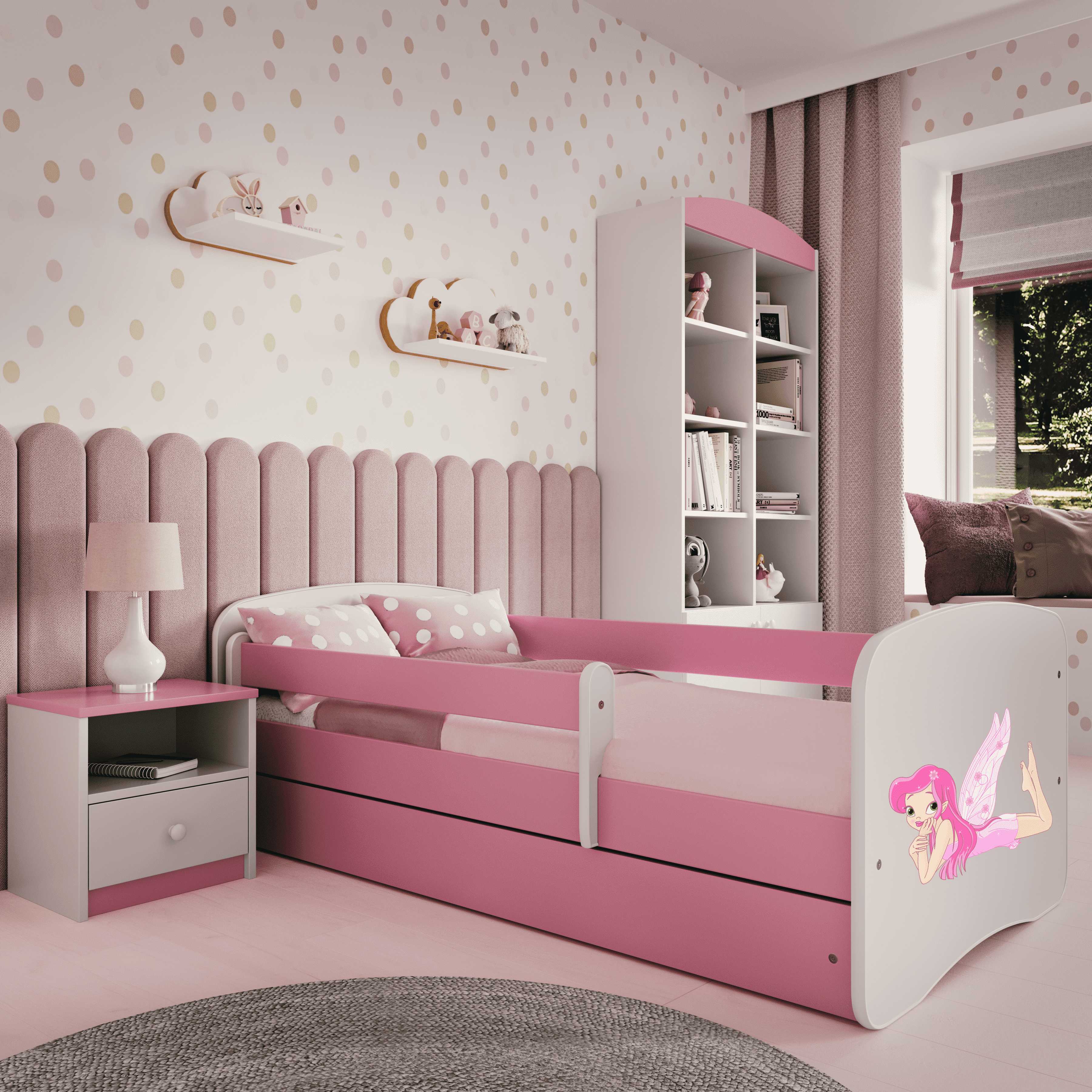 Lova Babydreams - Fėja, rožinė, 160x80, su stalčiumi