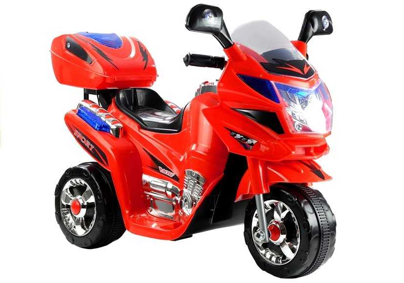 Elektrinis motocikliukas su bagažine, raudonas