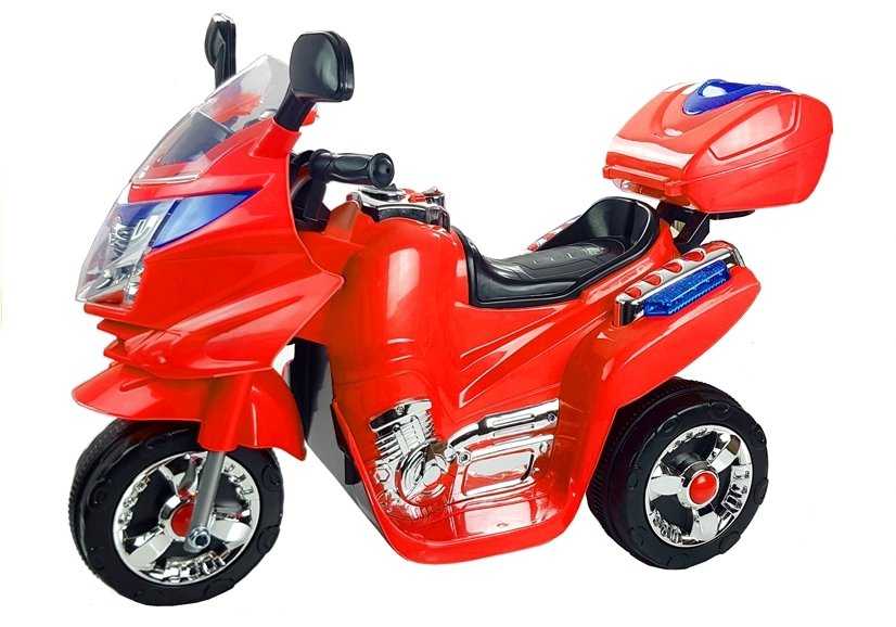 Elektrinis motocikliukas su bagažine, raudonas