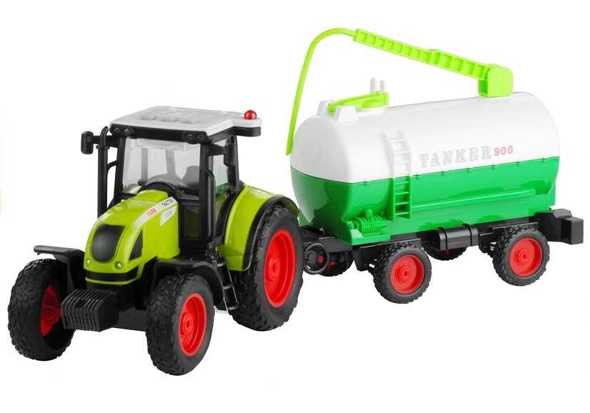 Žaislinis traktorius su cisterna, žalias