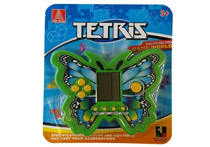 Drugelio formos elektroninis žaidimas Tetris, žalias