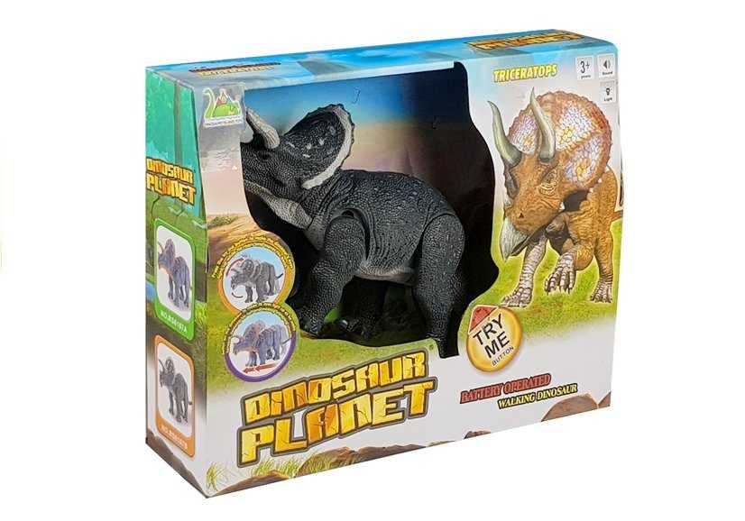 Didelis žaislinis dinozauras Triceratopas, pilkas