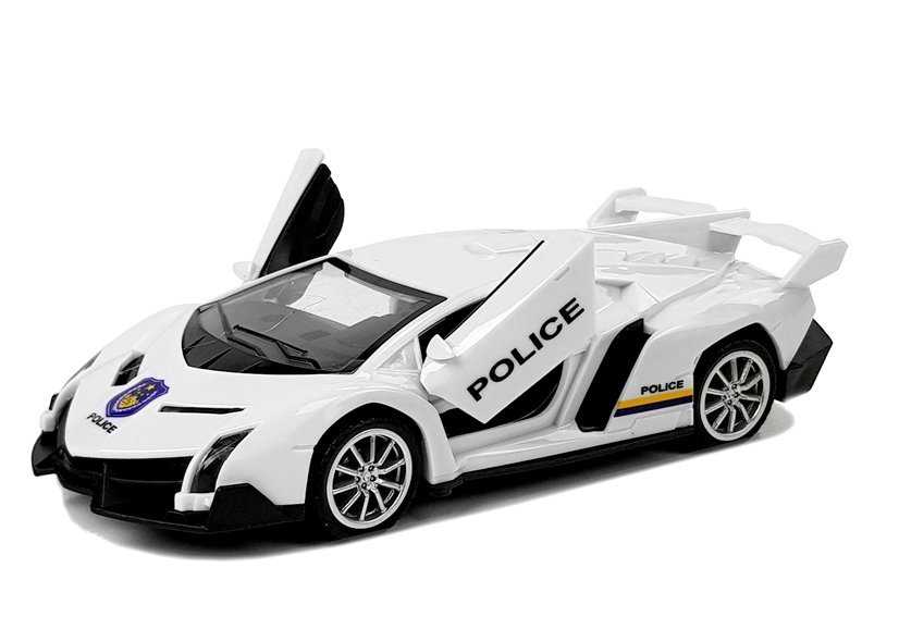 Mažas sportinis policijos automobilis Lamborghini, baltas