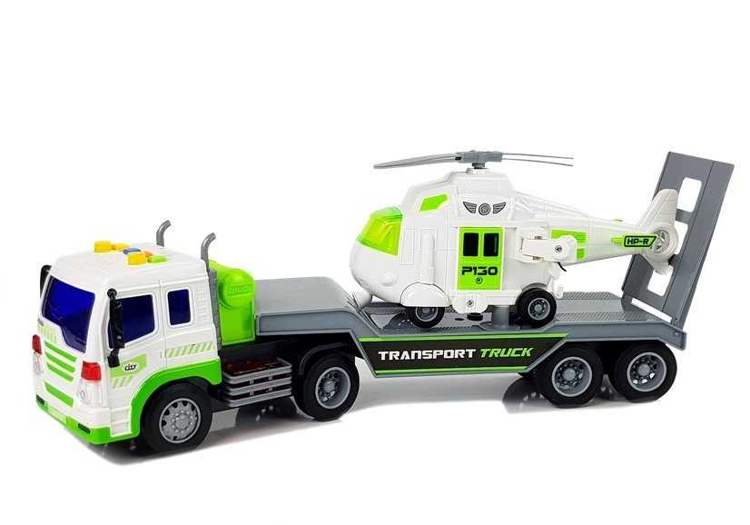 Žaislinis sunkvežimis su sraigtasparniu