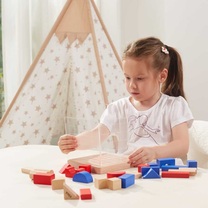 Viga Toys 3D medinės konstrukcinės kaladėlės			