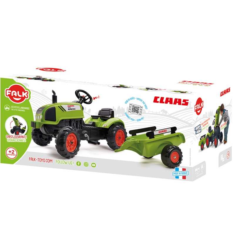 Pedalais minamas traktorius su priekaba - Claas Falk, žalias