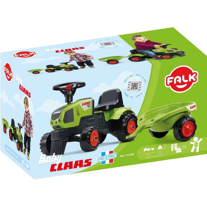 Paspiriamas traktorius su priekaba - Baby Claas Axos 310, žalias