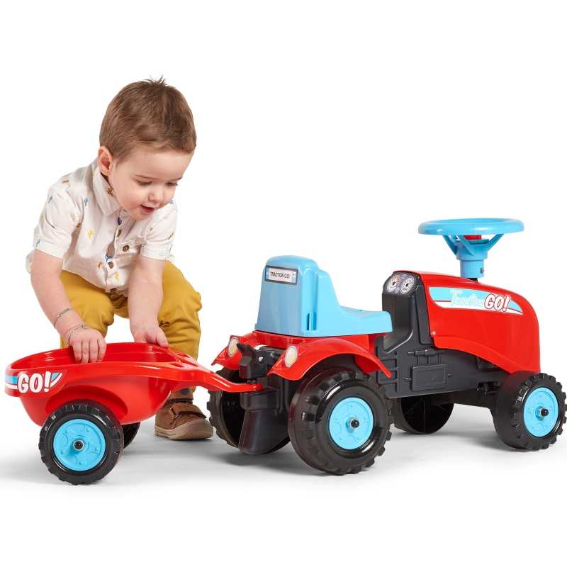 Paspiriamas traktorius su priekaba - Falk Tractor Go, raudonas