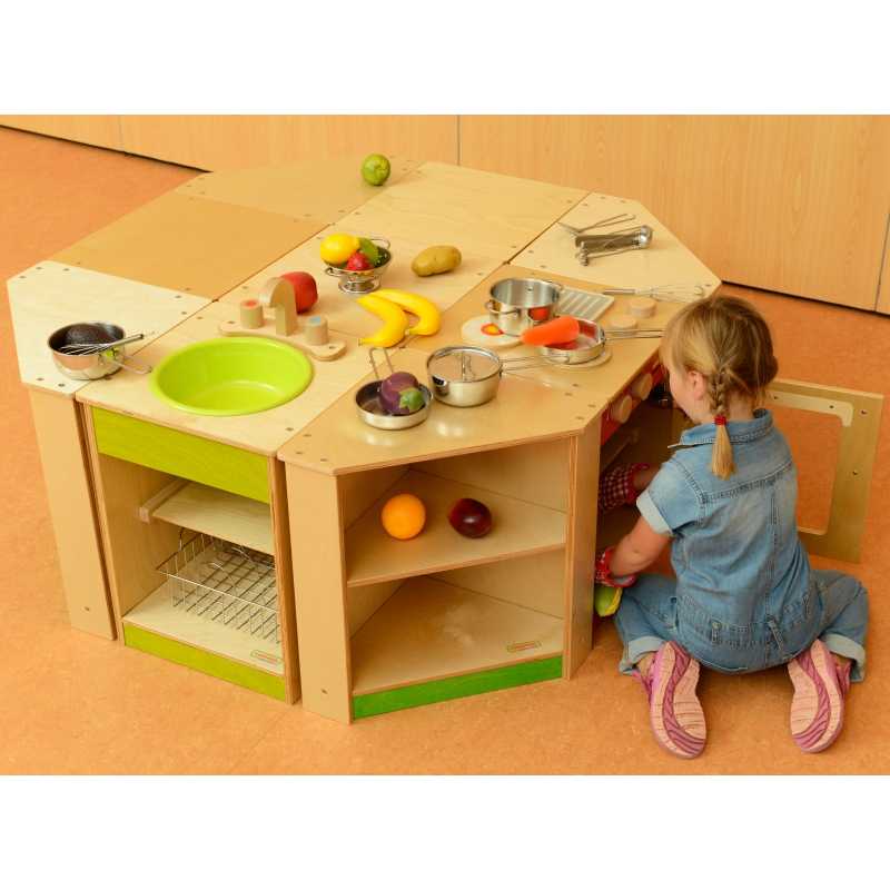 Vaikiška kampinė virtuvės spintelė - Masterkidz, žalia					