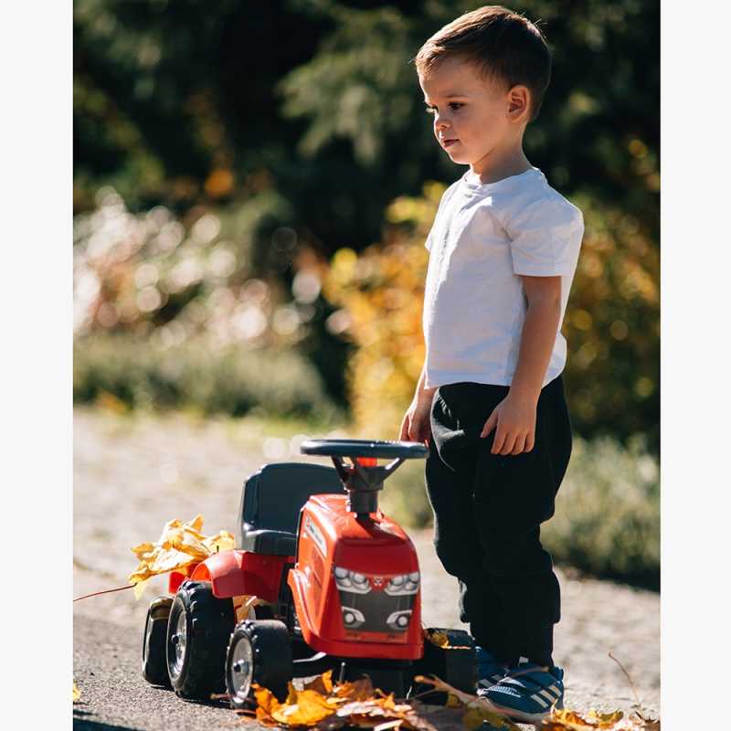 Paspiriamas traktorius su priekaba - Baby Massey Ferguson, raudonas 			