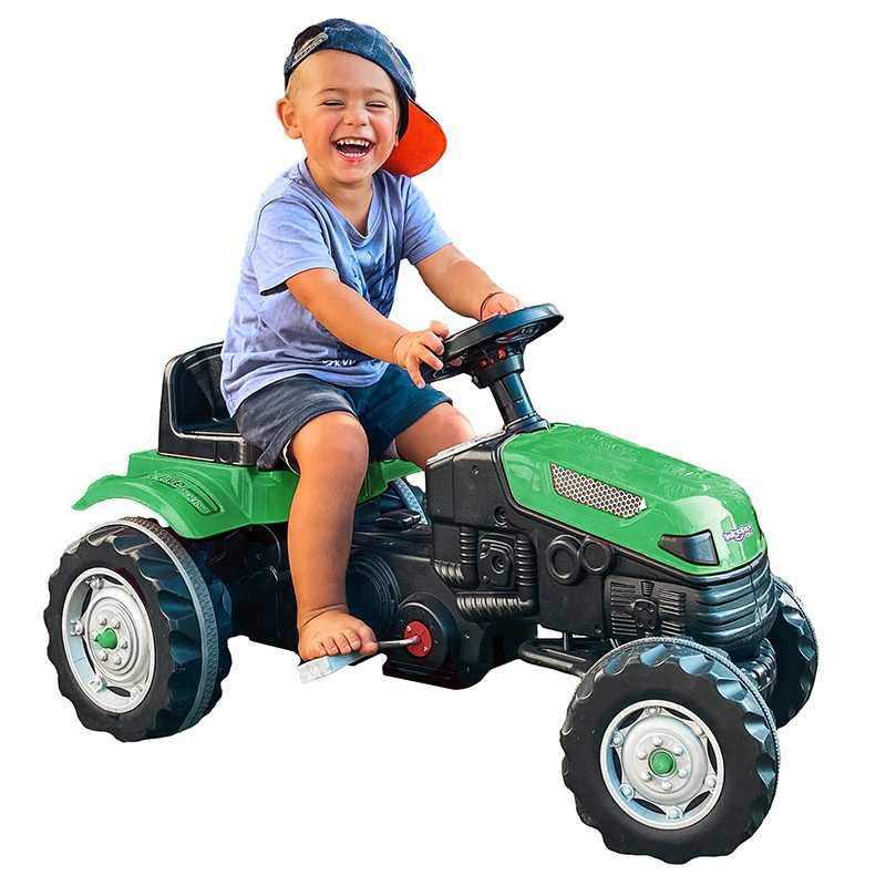 Minamas pedalais traktorius, žalias